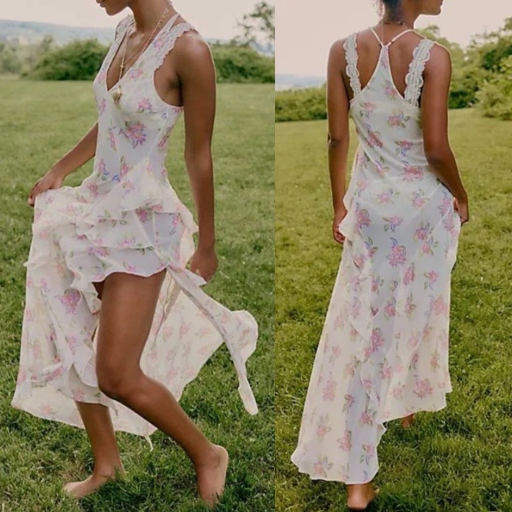 FREE PEOPLE Intimately Stop and Stare Maxi Slip Dress NEW Large